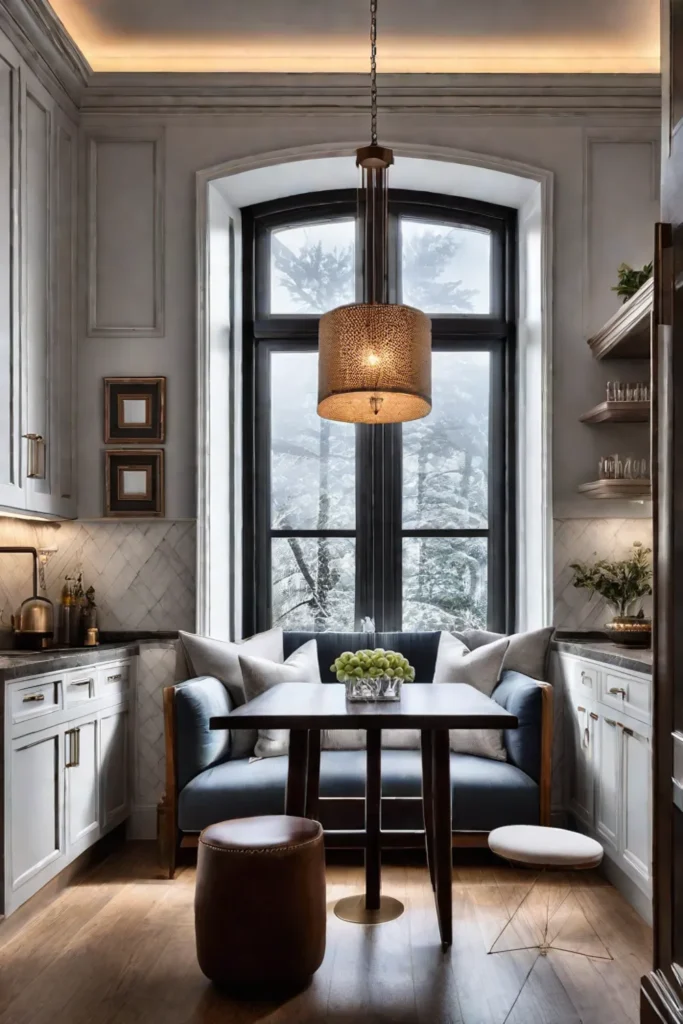 Breakfast nook in a traditional kitchen showcasing the practicality of the countertop