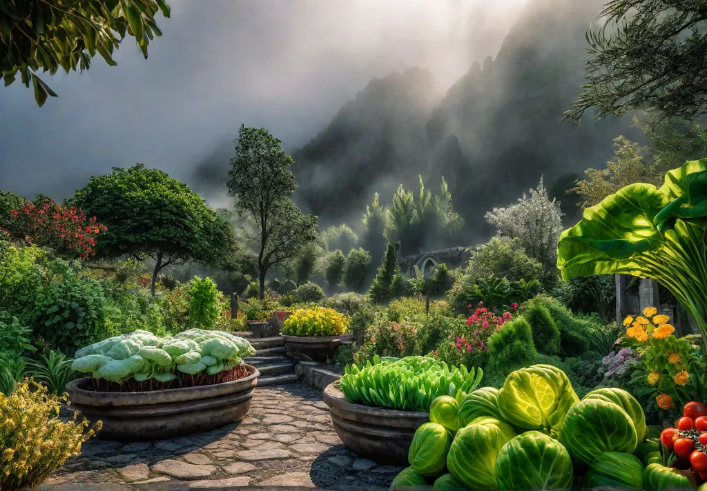 A lush garden scene brimming with life showcasing the principles of companionfeat