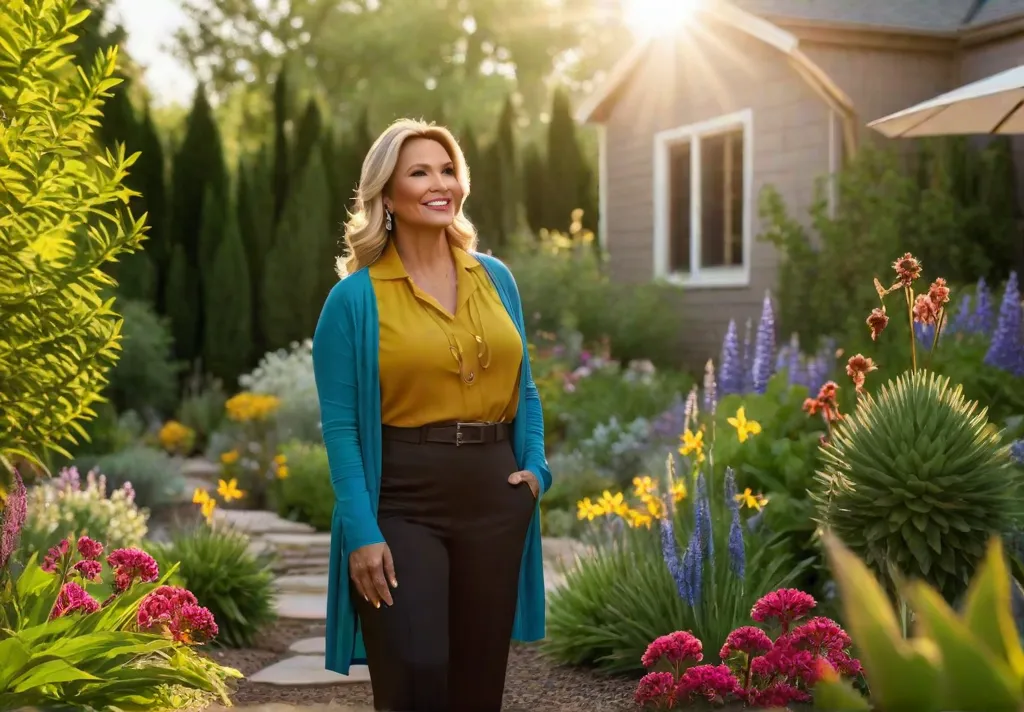 A vibrant backyard landscape teeming with diverse native plants buzzing with pollinatorsfeat