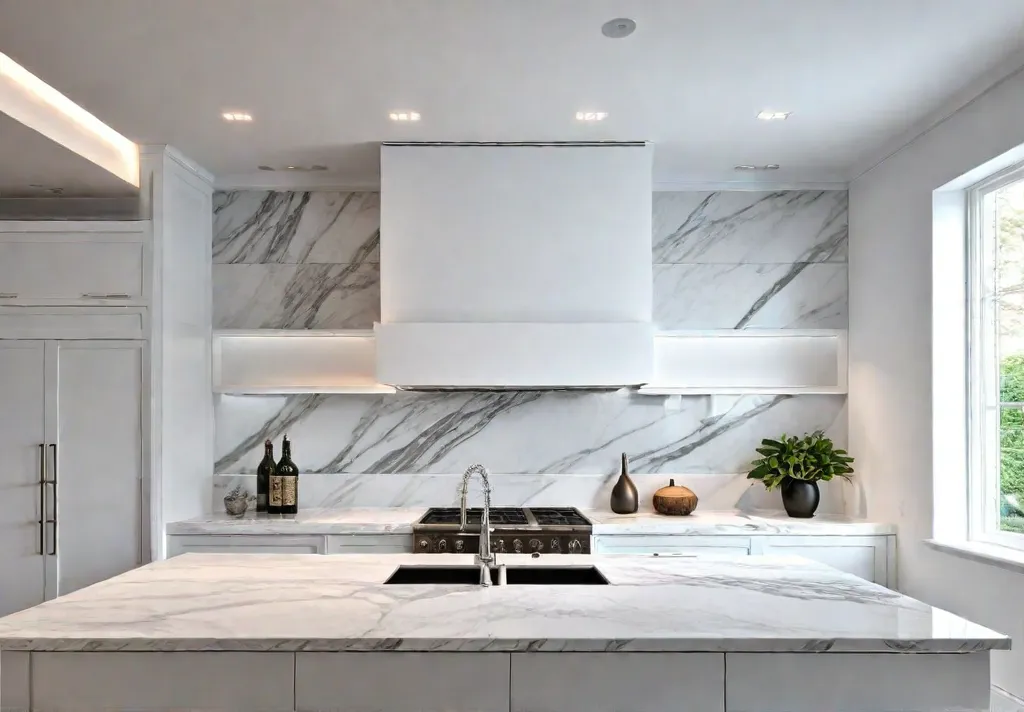 A bright white kitchen with plenty of natural light shining on afeat