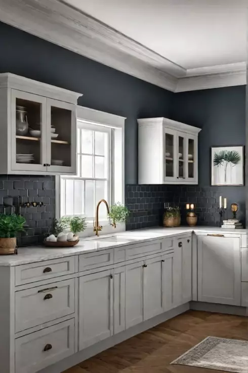 Elegant kitchen with furniturestyle legs and open shelving